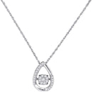 10kt White Gold Women's Round Diamond Teardrop Frame Moving Twinkle Cluster Pendant 1-6 Cttw - FREE Shipping (US/CAN)-Gold & Diamond Pendants & Necklaces-JadeMoghul Inc.