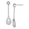 10kt White Gold Women's Round Diamond Teardrop Screwback Dangle Earrings 1-4 Cttw - FREE Shipping (USA/CAN)-Gold & Diamond Earrings-JadeMoghul Inc.