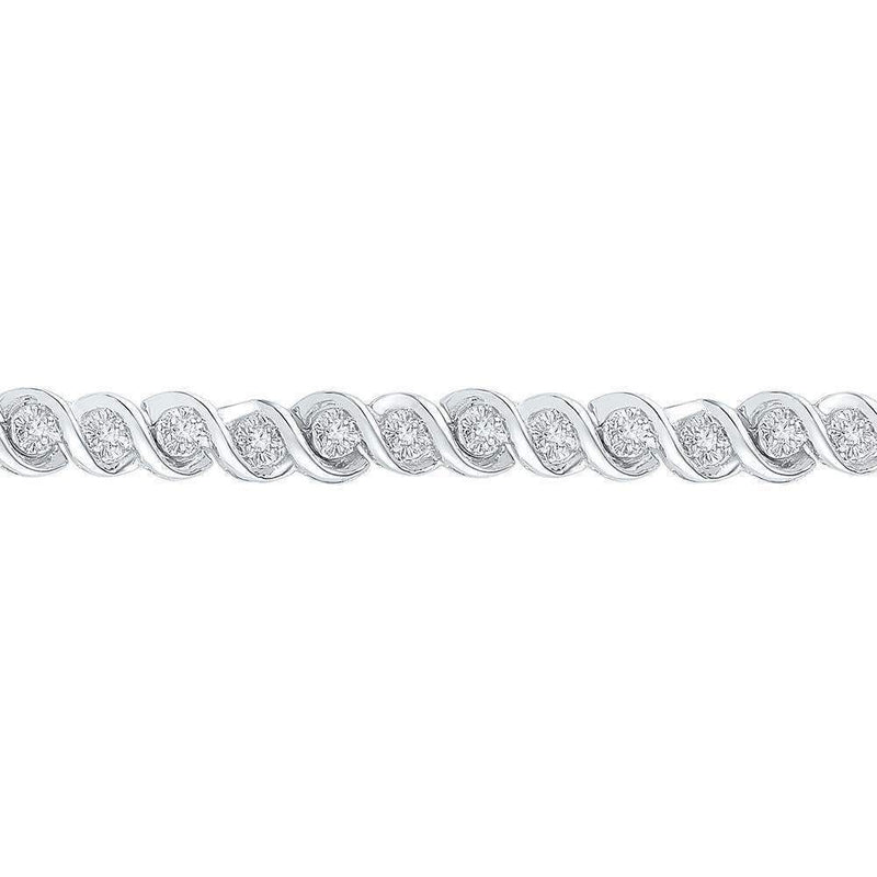 10kt White Gold Women's Round Diamond Tennis Bracelet 1-2 Cttw - FREE Shipping (US/CAN)-Gold & Diamond Bracelets-JadeMoghul Inc.