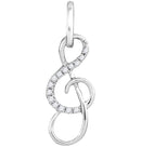 10kt White Gold Women's Round Diamond Treble Clef Music Note Pendant 1-10 Cttw - FREE Shipping (US/CAN)-Gold & Diamond Pendants & Necklaces-JadeMoghul Inc.