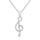 10kt White Gold Women's Round Diamond Treble Clef Music Pendant 1-3 Cttw - FREE Shipping (US/CAN)-Gold & Diamond Pendants & Necklaces-JadeMoghul Inc.