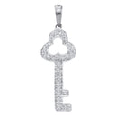 10kt White Gold Women's Round Diamond Trefoil Key Pendant 1-6 Cttw - FREE Shipping (US/CAN)-Gold & Diamond Pendants & Necklaces-JadeMoghul Inc.