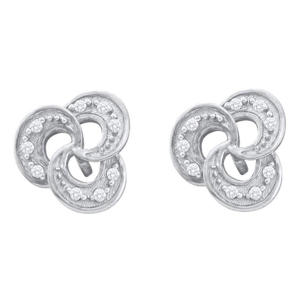 10kt White Gold Women's Round Diamond Trinity Stud Earrings 1-20 Cttw - FREE Shipping (US/CAN)-Gold & Diamond Earrings-JadeMoghul Inc.