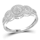 10kt White Gold Women's Round Diamond Triple Cluster Bridal Wedding Engagement Ring 1/4 Cttw - FREE Shipping (US/CAN)-Gold & Diamond Engagement & Anniversary Rings-5-JadeMoghul Inc.