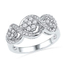 10kt White Gold Women's Round Diamond Triple Flower Cluster Ring 1/3 Cttw - FREE Shipping (US/CAN)-Rings And Bands-8-JadeMoghul Inc.