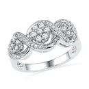 10kt White Gold Women's Round Diamond Triple Flower Cluster Ring 1/3 Cttw - FREE Shipping (US/CAN)-Rings And Bands-8-JadeMoghul Inc.