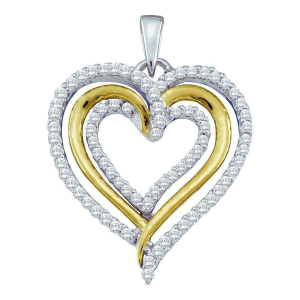 10kt White Gold Women's Round Diamond Triple Nested Heart Pendant 3-8 Cttw - FREE Shipping (US/CAN)-Gold & Diamond Pendants & Necklaces-JadeMoghul Inc.