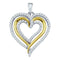 10kt White Gold Women's Round Diamond Triple Nested Heart Pendant 3-8 Cttw - FREE Shipping (US/CAN)-Gold & Diamond Pendants & Necklaces-JadeMoghul Inc.