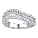 10kt White Gold Women's Round Diamond Triple Row Contoured Band Ring 1/2 Cttw - FREE Shipping (US/CAN)-Gold & Diamond Bands-5-JadeMoghul Inc.