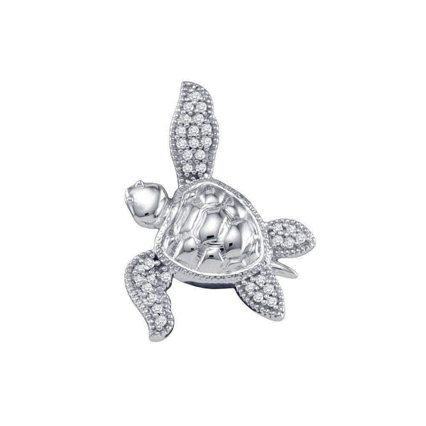 10kt White Gold Women's Round Diamond Turtle Tortoise Animal Pendant 1-10 Cttw - FREE Shipping (US/CAN)-Gold & Diamond Pendants & Necklaces-JadeMoghul Inc.