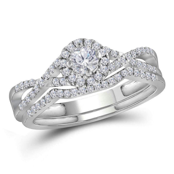 10kt White Gold Women's Round Diamond Twist Bridal Wedding Engagement Ring Band Set 1/2 Cttw - FREE Shipping (US/CAN)-Wedding Jewelry-5-JadeMoghul Inc.
