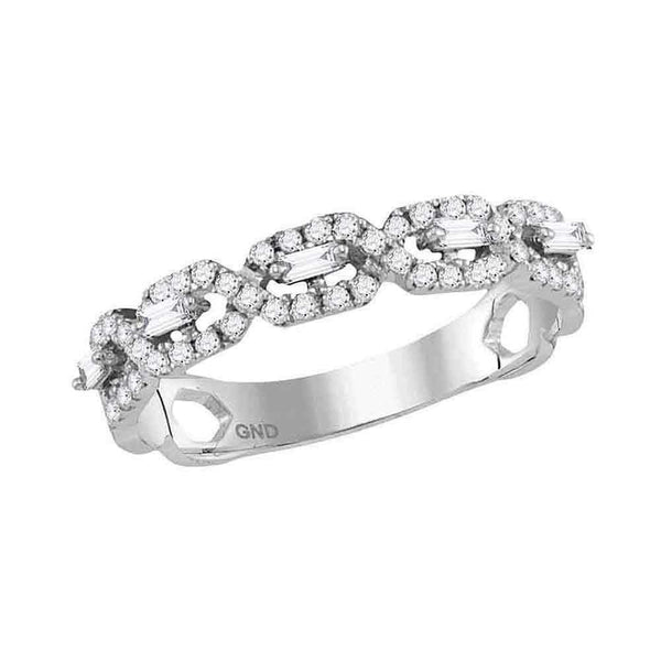 10kt White Gold Women's Round Diamond Twist Stackable Band Ring 1-3 Cttw - FREE Shipping (US/CAN)-Gold & Diamond Rings-JadeMoghul Inc.