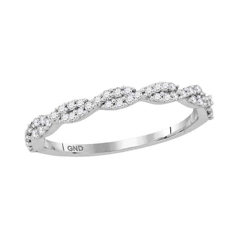 10kt White Gold Women's Round Diamond Twist Stackable Band Ring 1-6 Cttw - FREE Shipping (US/CAN)-Rings And Bands-JadeMoghul Inc.