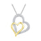 10kt White Gold Women's Round Diamond Two-tone Double Heart Pendant 1-8 Cttw - FREE Shipping (US/CAN)-Gold & Diamond Pendants & Necklaces-JadeMoghul Inc.