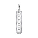 10kt White Gold Women's Round Diamond Vertical Framed Rolo Link Pendant 1-4 Cttw - FREE Shipping (US/CAN)-Gold & Diamond Pendants & Necklaces-JadeMoghul Inc.