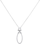 10kt White Gold Women's Round Diamond Vertical Oval Pendant Necklace 1-6 Cttw - FREE Shipping (US/CAN)-Gold & Diamond Pendants & Necklaces-JadeMoghul Inc.