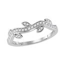 10kt White Gold Women's Round Diamond Vine Floral Stackable Band Ring 1-6 Cttw - FREE Shipping (US/CAN)-Rings And Bands-JadeMoghul Inc.