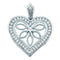 10kt White Gold Women's Round Diamond Vintage-style Heart Outline Pendant 1-10 Cttw - FREE Shipping (US/CAN)-Gold & Diamond Pendants & Necklaces-JadeMoghul Inc.