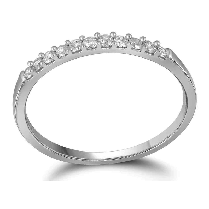 10kt White Gold Women's Round Diamond Wedding Band Ring 1/6 Cttw - FREE Shipping (US/CAN)-Gold & Diamond Wedding Jewelry-5-JadeMoghul Inc.