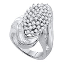 10kt White Gold Women's Round Diamond Wide Cluster Ring 1.00 Cttw - FREE Shipping (US/CAN)-Gold & Diamond Cluster Rings-5-JadeMoghul Inc.