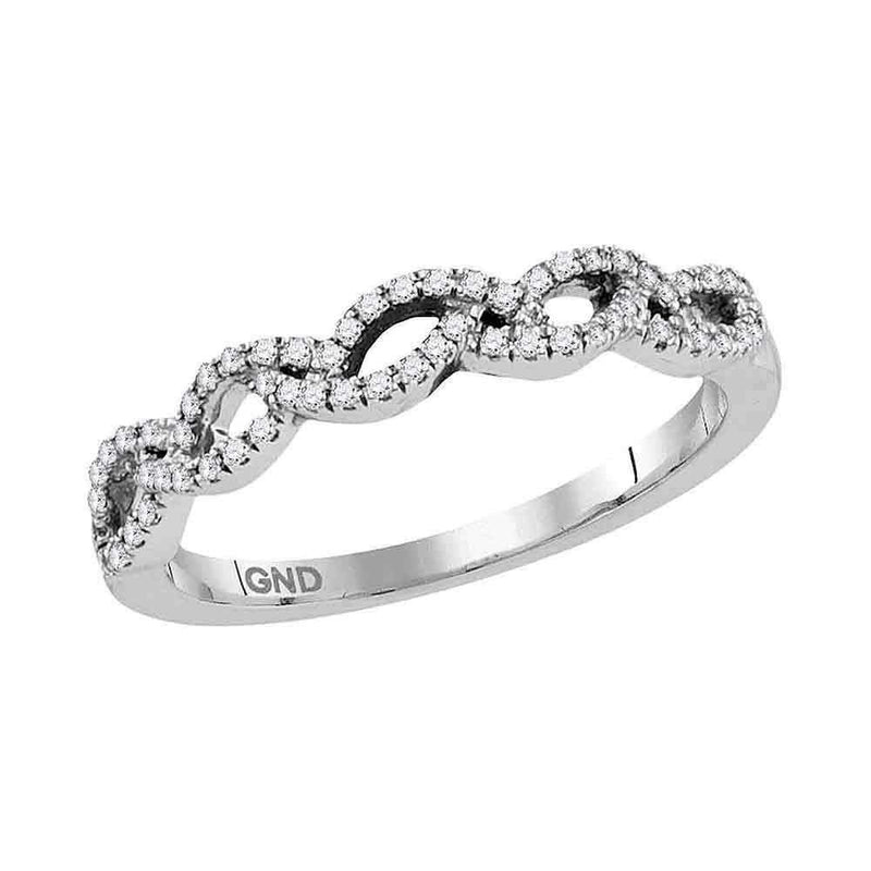10kt White Gold Women's Round Diamond Woven Band Ring 1/5 Cttw - FREE Shipping (US/CAN)-Gold & Diamond Bands-5-JadeMoghul Inc.