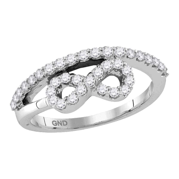 10kt White Gold Women's Round Diamond Woven Infinity Band Ring 1/2 Cttw - FREE Shipping (US/CAN)-Gold & Diamond Rings-5-JadeMoghul Inc.