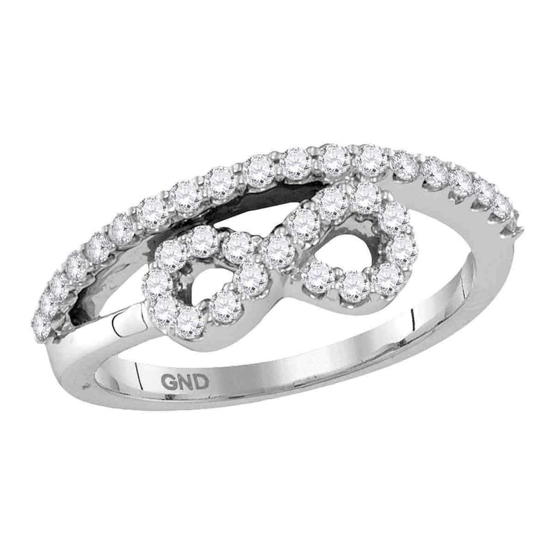10kt White Gold Women's Round Diamond Woven Infinity Band Ring 1/2 Cttw - FREE Shipping (US/CAN)-Gold & Diamond Rings-5-JadeMoghul Inc.