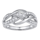 10kt White Gold Women's Round Diamond Woven Knot Strand Band 1/4 Cttw - FREE Shipping (US/CAN)-Rings And Bands-5-JadeMoghul Inc.