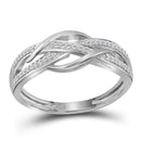 10kt White Gold Women's Round Diamond Woven Strand Band Ring 1-10 Cttw - FREE Shipping (US/CAN)-Gold & Diamond Bands-JadeMoghul Inc.