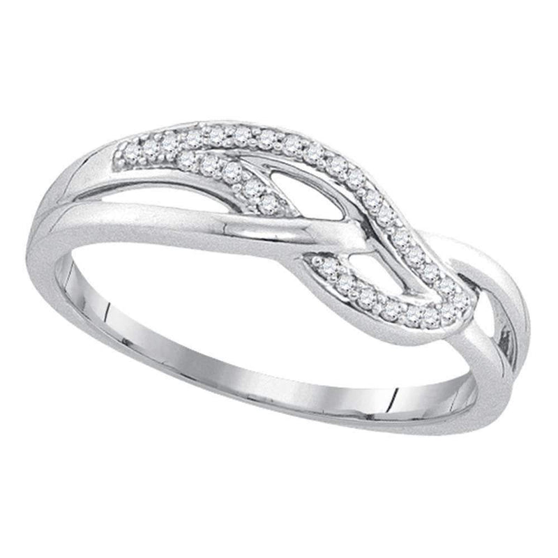 10kt White Gold Women's Round Diamond Woven Strand Band Ring 1/10 Cttw - FREE Shipping (US/CAN)-Gold & Diamond Bands-5-JadeMoghul Inc.