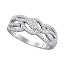 10kt White Gold Women's Round Diamond Woven Strand Cluster Band Ring 1-3 Cttw - FREE Shipping (US/CAN)-Gold & Diamond Fashion Rings-JadeMoghul Inc.
