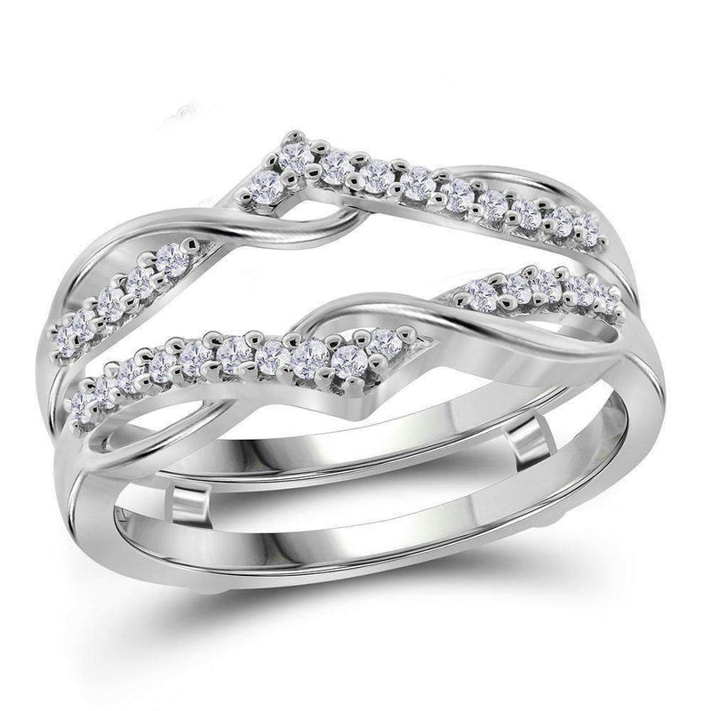 10kt White Gold Women's Round Diamond Wrap Ring Guard Enhancer Wedding Band 1-4 Cttw - FREE Shipping (US/CAN)-Gold & Diamond Wedding Jewelry-JadeMoghul Inc.