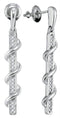 10kt White Gold Womens Round Diamond Wrapped Stick Dangle Earrings 1-10 Cttw-Gold & Diamond Earrings-JadeMoghul Inc.