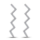 10kt White Gold Women's Round Diamond Zig Zag Climber Earrings 1-6 Cttw - FREE Shipping (USA/CAN)-Gold & Diamond Earrings-JadeMoghul Inc.
