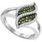 10kt White Gold Womens Round Green Color Enhanced Diamond Cascading Fashion Ring 1/3 Cttw-Gold & Diamond Fashion Rings-9.5-JadeMoghul Inc.