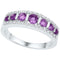 10kt White Gold Women's Round Lab-Created Amethyst Band Ring 3/4 Cttw - FREE Shipping (US/CAN)-Gold & Diamond Bands-5.5-JadeMoghul Inc.