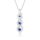 10kt White Gold Women's Round Lab-Created Blue Sapphire Cascading 3-stone Pendant 1-3 Cttw - FREE Shipping (US/CAN)-Gold & Diamond Pendants & Necklaces-JadeMoghul Inc.