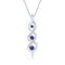 10kt White Gold Women's Round Lab-Created Blue Sapphire Cascading 3-stone Pendant 1-3 Cttw - FREE Shipping (US/CAN)-Gold & Diamond Pendants & Necklaces-JadeMoghul Inc.