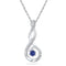 10kt White Gold Women's Round Lab-Created Blue Sapphire Diamond Teardrop Pendant .03 Cttw - FREE Shipping (US/CAN)-Gold & Diamond Pendants & Necklaces-JadeMoghul Inc.