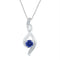 10kt White Gold Womens Round Lab-Created Blue Sapphire Fashion Pendant 5-8 Cttw-Gold & Diamond Pendants & Necklaces-JadeMoghul Inc.