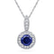 10kt White Gold Women's Round Lab-Created Blue Sapphire Solitaire Diamond Frame Pendant 1-6 Cttw - FREE Shipping (US/CAN)-Gold & Diamond Pendants & Necklaces-JadeMoghul Inc.