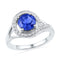 10kt White Gold Women's Round Lab-Created Blue Sapphire Solitaire Diamond Ring 1-7/8 Cttw - FREE Shipping (US/CAN)-Gold & Diamond Fashion Rings-5-JadeMoghul Inc.