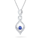 10kt White Gold Women's Round Lab-Created Blue Sapphire Solitaire Pendant .02 Cttw - FREE Shipping (US/CAN)-Gold & Diamond Pendants & Necklaces-JadeMoghul Inc.