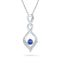 10kt White Gold Women's Round Lab-Created Blue Sapphire Solitaire Pendant .02 Cttw - FREE Shipping (US/CAN)-Gold & Diamond Pendants & Necklaces-JadeMoghul Inc.