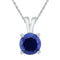 10kt White Gold Womens Round Lab-Created Blue Sapphire Solitaire Pendant 1-1-3 Cttw-Gold & Diamond General-JadeMoghul Inc.