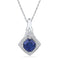 10kt White Gold Women's Round Lab-Created Blue Sapphire Solitaire Pendant 1-5-8 Cttw - FREE Shipping (US/CAN)-Gold & Diamond Pendants & Necklaces-JadeMoghul Inc.