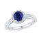 10kt White Gold Women's Round Lab-Created Blue Sapphire Solitaire Ring 1-1/8 Cttw - FREE Shipping (US/CAN)-Gold & Diamond Fashion Rings-5.5-JadeMoghul Inc.