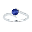 10kt White Gold Women's Round Lab-Created Blue Sapphire Solitaire Ring 3/4 Cttw - FREE Shipping (US/CAN)-Rings And Bands-5-JadeMoghul Inc.