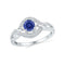 10kt White Gold Women's Round Lab-Created Blue Sapphire Solitaire Woven Ring 5/8 Cttw - FREE Shipping (US/CAN)-Gold & Diamond Fashion Rings-5-JadeMoghul Inc.