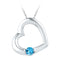 10kt White Gold Women's Round Lab-Created Blue Topaz Heart Pendant 1-6 Cttw - FREE Shipping (US/CAN)-Gold & Diamond Pendants & Necklaces-JadeMoghul Inc.